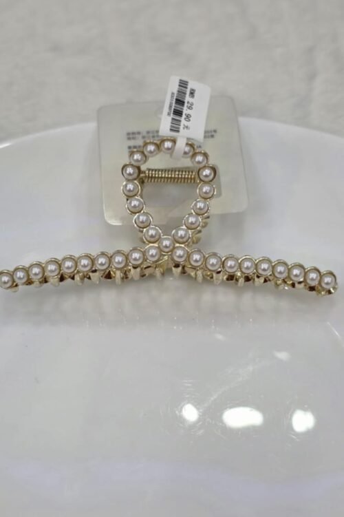Pearl Cross Hair Claw Clip for Women
