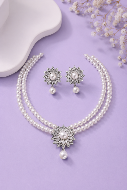 Luxury Pearl Floral Jewelry Set for Women