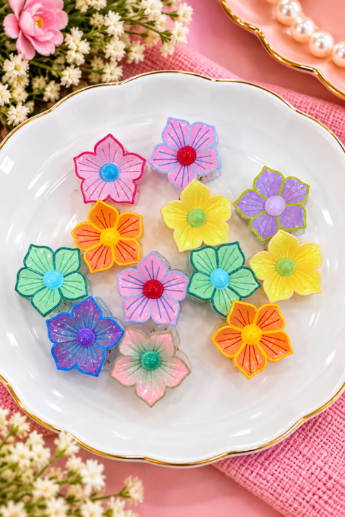 Colorful Flower Hair Claw Clips for Girls